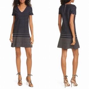 Ted Baker Navy and Gold Patterned Mini Dress